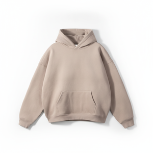 Sudadera con Capucha Beige para Hombre, Corte Holgado, Manga Larga, con Cordón Ajustable, Forro Polar de Algodón - Product Image 1