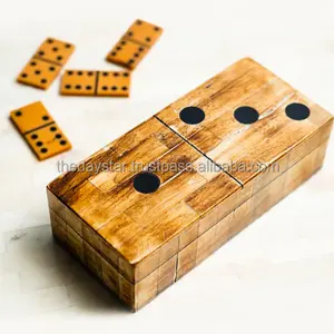 Gioco di domino in legno completamente personalizzabile realizzato a mano Set di 28 doppie sei piastrelle con scatola di immagazzinaggio giochi a blocchi fatti a mano