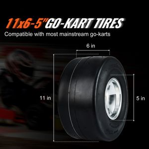 Paquete de 2 Ruedas Traseras de 11x6.5 Pulgadas para Go Kart, Llantas de Aleación de Aluminio con Neumáticos de Goma, Compatibles con el Patrón de Pernos para Carreras de Go Karts - Product Image 2