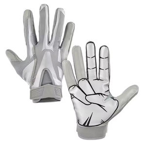 Gants de football américain en cuir confortables en gros avec design personnalisé, paume en silicone adhésif, gants de gardien de but - Product Image 1