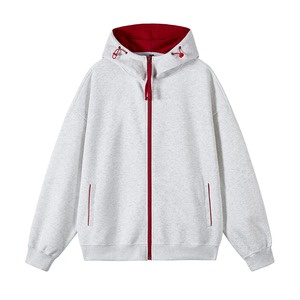 Men's Hooded Zip-Up Sweatshirt Solid Color Knitted Casual Autumn Wear Oversized Fit Regular Sleeve Length 2027 - Product Image 5