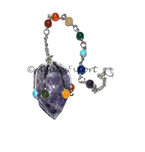 Pendentifs en fil de cuivre avec pendules en cristal de quartz Agate sculptée à la main Gravures de style Feng Shui & Love - Product Image 4