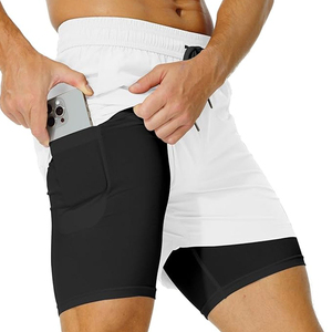 <b>Men's</b> <b>White</b> Solid Color Drawstring Waist Sport <b>Shorts</b> Pockets Breathable Quick Dry Mid Length Casual Athletic 100% Polyester - Product Image 2