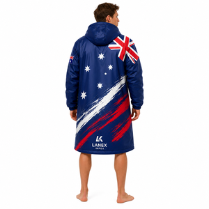 Chaqueta Parka Larga Personalizada con la Bandera Australiana, Impermeable, Cortavientos, con Capucha y Forro Polar, para Cambiarse en la Playa y Deportes al Aire Libre - Product Image 4