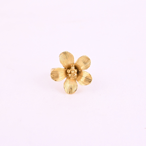 แหวนเข็มกลัดทองเหลืองชุบทองคำทรงดอกไม้สีทองสำหรับผู้หญิง - Product Image 1