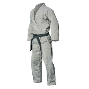 Martial Arts Karate Gi Suits Gray Color <b>Black</b> Belt Cotton Polyester <b>Fabric</b> Fighting Wear Judo Suit for Unisex Washed 340g - Product Image 4