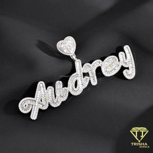 Colgante de Diamante Cultivado en Laboratorio de Primera Calidad con Diseño de Nombre Personalizado con Incrustaciones de Diamantes, Joyería Hip Hop de Lujo - Product Image 5