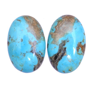 Turquesa AAA de 17x26 mm, cabujón ovalado liso, turquesa natural de Arizona, piedra preciosa semipreciosa suelta, parte trasera plana, par de cabujones para joyería. - Product Image 1