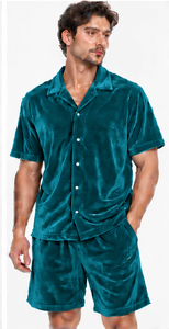 soft velour <b>shirt</b> shorts summer combination relaxed fit breathable material wholesale unisex <b>velvet</b> <b>shirt</b> and short casual - Product Image 4