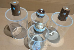 Contenedor de postres de acrílico cuadrado transparente personalizado al por mayor, tapa inferior de madera, almacenamiento Eid-RF de Ramadán, decoración del hogar - Product Image 5