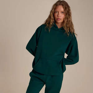 Conjunto Deportivo de Dos Piezas para Mujer, Sudadera con Capucha y Pantalones Deportivos, Ropa Informal para Estar en Casa, Atuendo Cómodo a Juego, Color Sólido - Product Image 1