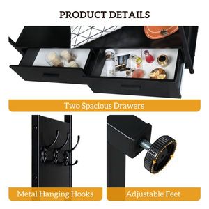 Armario de Almacenamiento Metálico Negro Resistente con Múltiples Estantes y Cajones, Organizador Independiente para Dormitorio - Product Image 6