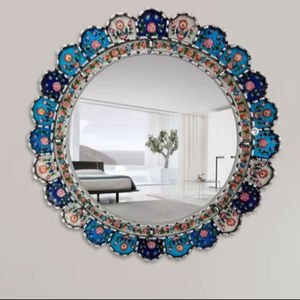 Miroir péruvien bleu - Décoration d'intérieur - Miroir d'accent - Miroir argenté - Miroir colonial - Miroir antique - Product Image 1