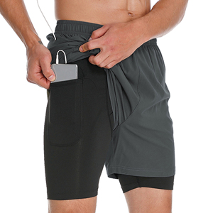 Shorts de sport pour hommes, pour la course à pied, la musculation, le fitness, séchage rapide, avec poche pour téléphone, pour la gym et l'entraînement. - Product Image 3