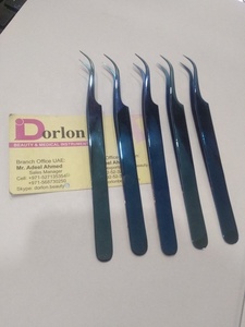 แหนบต่อขนตาแบบพลาสม่าสีน้ำเงินคุณภาพสูงแหนบสเตนเลสที่มีปริมาณโค้งที่แข็งแรงสำหรับการต่อขนตา - Product Image 3