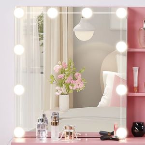 Ensemble coiffeuse rose en panneau de particules texturé avec cinq tiroirs, deux étagères et armoire miroir à porte coulissante - Product Image 4