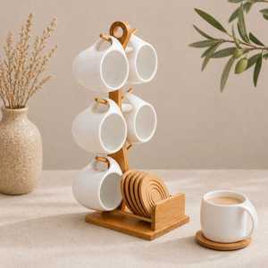 Posavasos de madera hecho a mano con soporte, diseño moderno y elegante para cocina y hogar, con grabado único. - Product Image 5