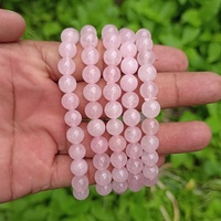 Pulsera de Cuarzo Rosa de 8mm, Hecha a Mano, Elástica, con Cuentas de Piedras Preciosas, Suministro de Fábrica