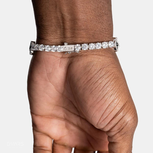 Pulsera de tenis Dvars de moissanita y diamante, plata de ley 925, chapada en oro de 18K, joyería de lujo estilo hip hop con ágata negra y trébol - Product Image 2