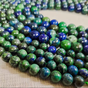 ลูกปัดลาพิส ลาซูลีทรงกลมแบบเต็มเม็ด หินธรรมชาติ สำหรับทำเครื่องประดับ DIY ขายส่ง - Product Image 1