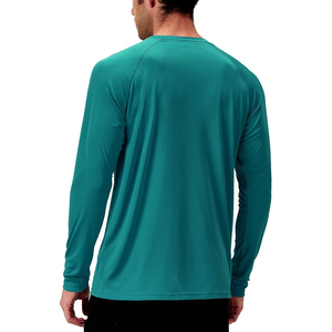 Stylish <b>Men's</b> Long Sleeve Bright Teal Rash Guard UPF 50 Plus Sun Protection Quick Dry Lightweight Athletic Swim Shirt Bulk - Product Image 3