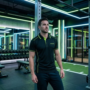 Men's <b>Black</b> <b>Polo</b> <b>Shirt</b> Custom Logo Quick Dry Sportswear Short Sleeve Collar <b>T</b> <b>Shirt</b> Performance Wholesale Manufacturer - Product Image 5