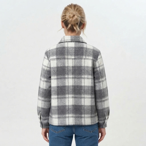 Women Plaid Flannel <b>Jackets</b> Turn Down Collar Ladies <b>Zip</b>-<b>up</b> <b>Jacket</b> Cotton Polyester Plaid Zipper <b>Jacket</b> Women Checked <b>Jackets</b> Top - Product Image 3