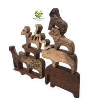 Figuras de Animales de Madera Hechas a Mano para Niños, Set de Pintura DIY, Juguetes Educativos Montessori de Madera de Pino de Vietnam