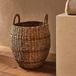 Natural/customized Color Eco-Friendly Clothing <b>Storage</b> <b>Baskets</b> Round/Rectangle/Square Flexible <b>Seagrass</b> water hyacinth <b>basket</b> - Product Image 5
