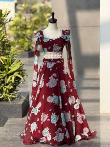 Lehenga Choli en Georgette à Imprimé Floral le Plus Vendu pour Mariages et Soirées à Prix d'Exportation - Product Image 3