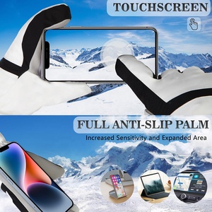 Gants de snowboard pour sports d'hiver Gants de ski isolés en cuir avec paume antidérapante et poignée solide en polyester - Product Image 2