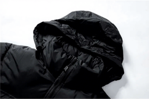 Men's Winter <b>Puffer</b> Jacket Orange <b>Black</b> Color Blocking Stand Collar Zipper Closure Thick Down Filled Casual Style Short Length - Product Image 5