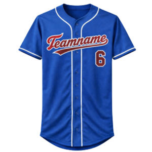 Maillot de baseball personnalisé bleu royal à manches courtes avec boutons, nom de l'équipe personnalisé, numéro de joueur, 100% polyester - Product Image 2