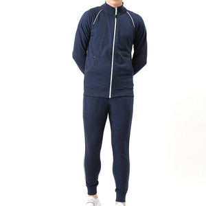 OEM Custom Unisex French Terry Cotton Winter Tracksuit Set for Men <b>Zip</b> <b>Up</b> <b>Jacket</b> & Sweatpants Breathable Lightweight Side Stripe - Product Image 1