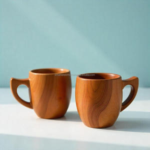 Tasse en bois écologique de qualité supérieure faite à la main à partir de bois naturel pour café thé boissons chaudes avec option de logo personnalisé pour une utilisation à domicile et au bureau - Product Image 2