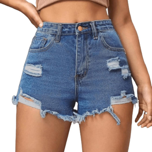 Shorts en jean pour femmes de haute qualité, dernier design, séchage rapide, en coton, longueur courte, taille mi-haute, légers - Product Image 1