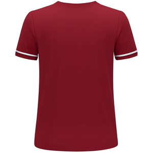 Maillot de football col rond bordeaux à manches courtes, séchage rapide, polyester, unisexe, adulte, vêtement de sport, coupe classique, couleur unie, 140 g/m² - Product Image 2