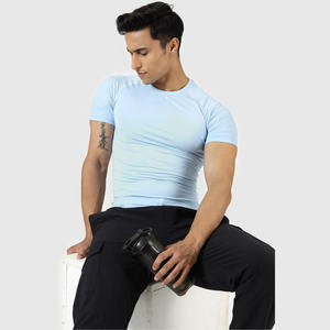 Vêtements de sport pour homme entièrement personnalisés, séchage rapide, sous-vêtements de compression, hauts de sport, t-shirts de gym en stock, tissu 100% coton - Product Image 3