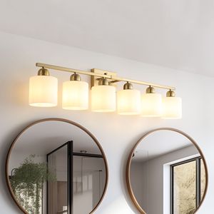 Lampada da Bagno Moderna a 6 Luci, Oro Spazzolato, 38 Pollici, Illuminazione per Bagno in Oro - Product Image 2