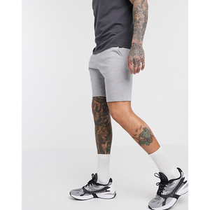Shorts Bermuda en Coton Gris Uni pour Homme, Taille Mi-Haute, Élastique, Respirant, Coupe Décontractée Tricotée - Product Image 3