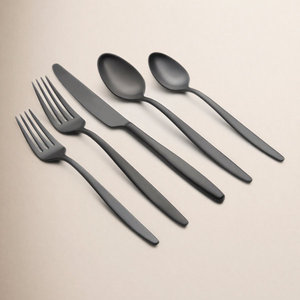 Juego de Cubiertos de Acero Inoxidable Negro Mate, Juego de Cubiertos Modernos de Acero Inoxidable Satinado, Cuchara, Tenedor, Cuchillo - Product Image 2