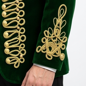 Green Hussar Jacket With Gold Embroidery Stand Collar <b>Double</b> <b>Breasted</b> Formal Winter <b>Coat</b> Short Length - Product Image 5