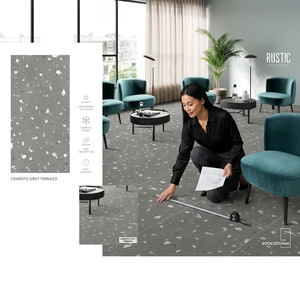 Super Cemento Grey, Baldosas de Porcelana Esmaltada de 60x120cm (600x1200mm), Estilo Terrazo Rústico Francés, Diseño de Madera - Product Image 1