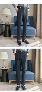 Pantalon décontracté pour homme, couleur unie, style streetwear, coupe ample, pantalon de costume, vente en gros - Product Image 5