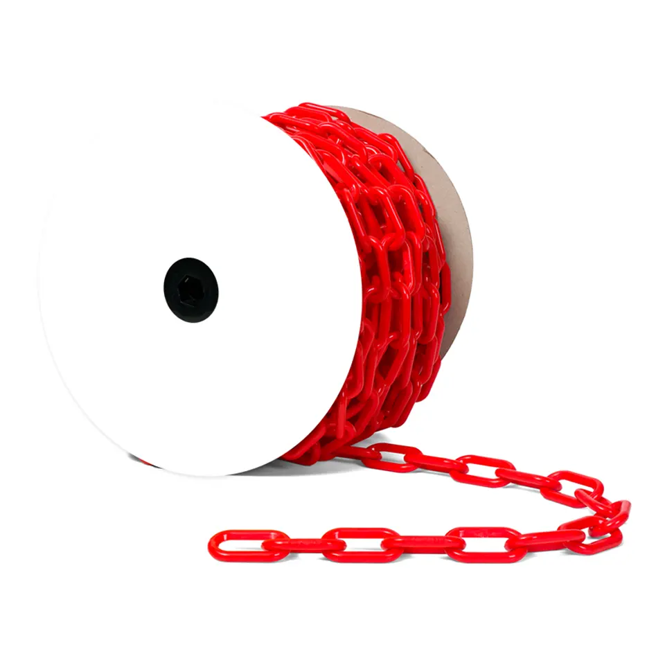 8mm PE Black White Red Orange Yellow Blue Green Color Plastic Safety Chain 35 Meter Plastic Link Chain