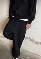 IRON ELEPHANT Pantalon en coton tricoté pour homme, design personnalisé, taille haute à double ceinture, avec cordon de serrage, léger, formel, hiver