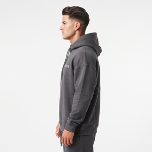 Sudaderas con Capucha Oversize Color Carbón con Bolsillo Frontal Grande y Puños Ajustables con Cordón, Sudaderas Personalizadas ODM - Product Image 5