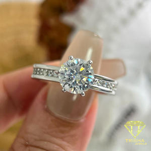 Anillo de Compromiso de Moissanita Redonda Brillante, Plata de Ley, Anillo de Novia Clásico Solitario, Joyería de Boda Brillante, Regalo - Product Image 5
