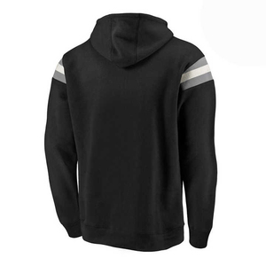 Best Seller Men's Black Hooded Sweatshirt Regular Fit Solid Color Fleece Casual Style Autumn Knitted Sleeve <b>Strip</b> - Product Image 4