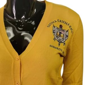 เสื้อคาร์ดิแกน Sigma Gamma Rho สีน้ำเงินรอยัลและสีทอง ปักลายตัวอักษรกรีกแบบกำหนดเอง เสื้อแจ็คเก็ตสเวตเตอร์ปักลายสำหรับชมรมนักศึกษา แฟชั่นวิทยาลัย - Product Image 5